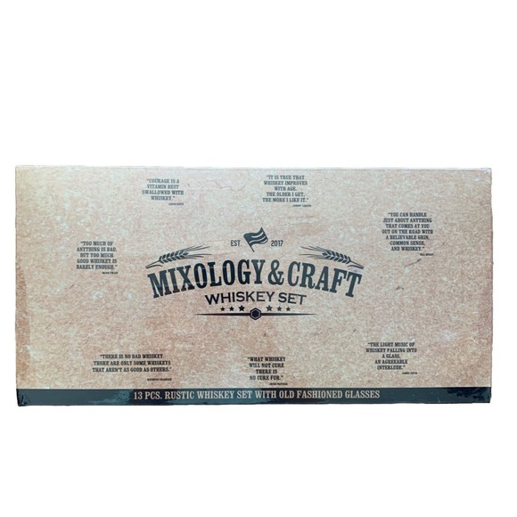 Mixology & Craft Whiskey Set ~ 13 pcs. Kit ~ w/ 2 Old Fashion Glasses ~ New - Picture 3 of 16